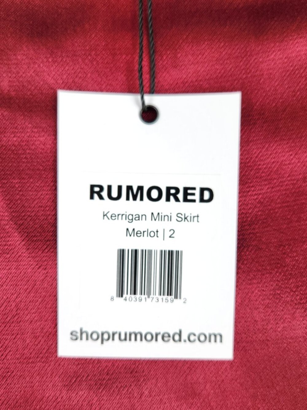 RUMORED Kerrigan Metallic Satin Mini Skirt Size 2 Merlot Burgundy NWT - Picture 8 of 8